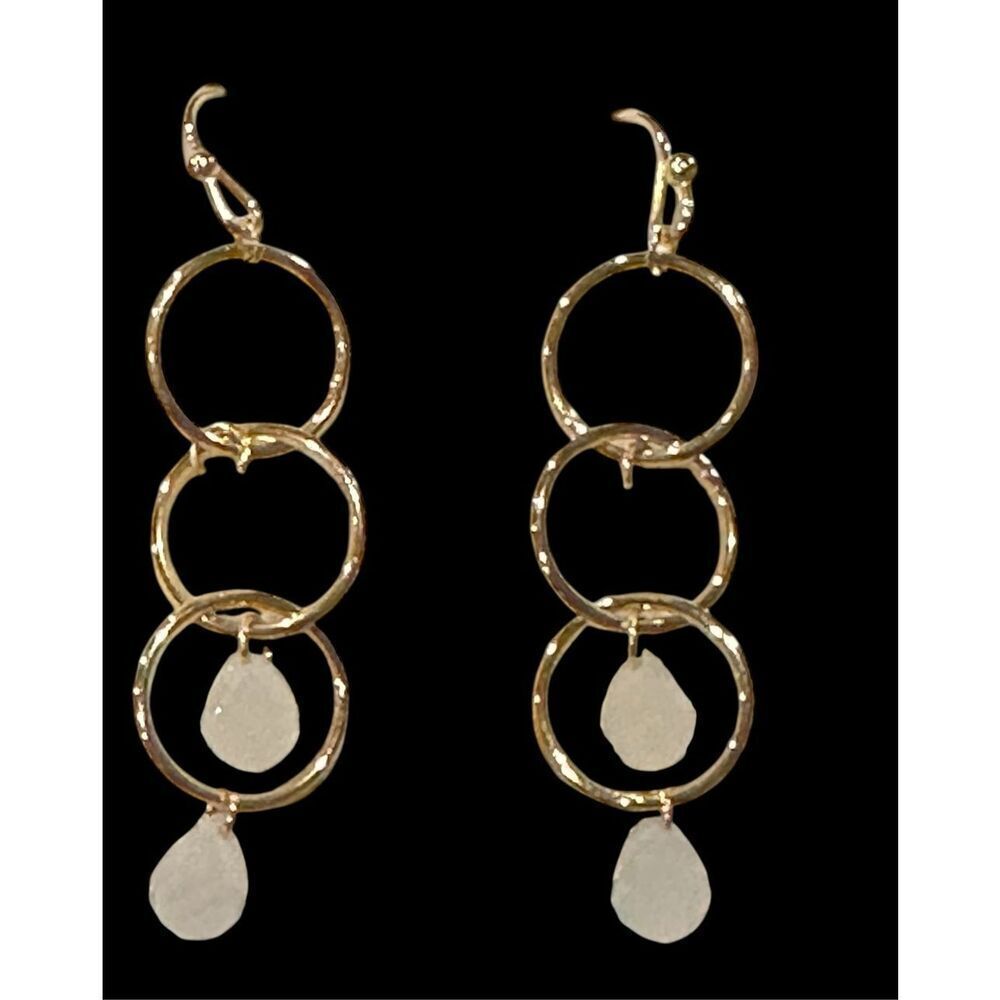 TAI Circle Drop Earrings in Gold & White New